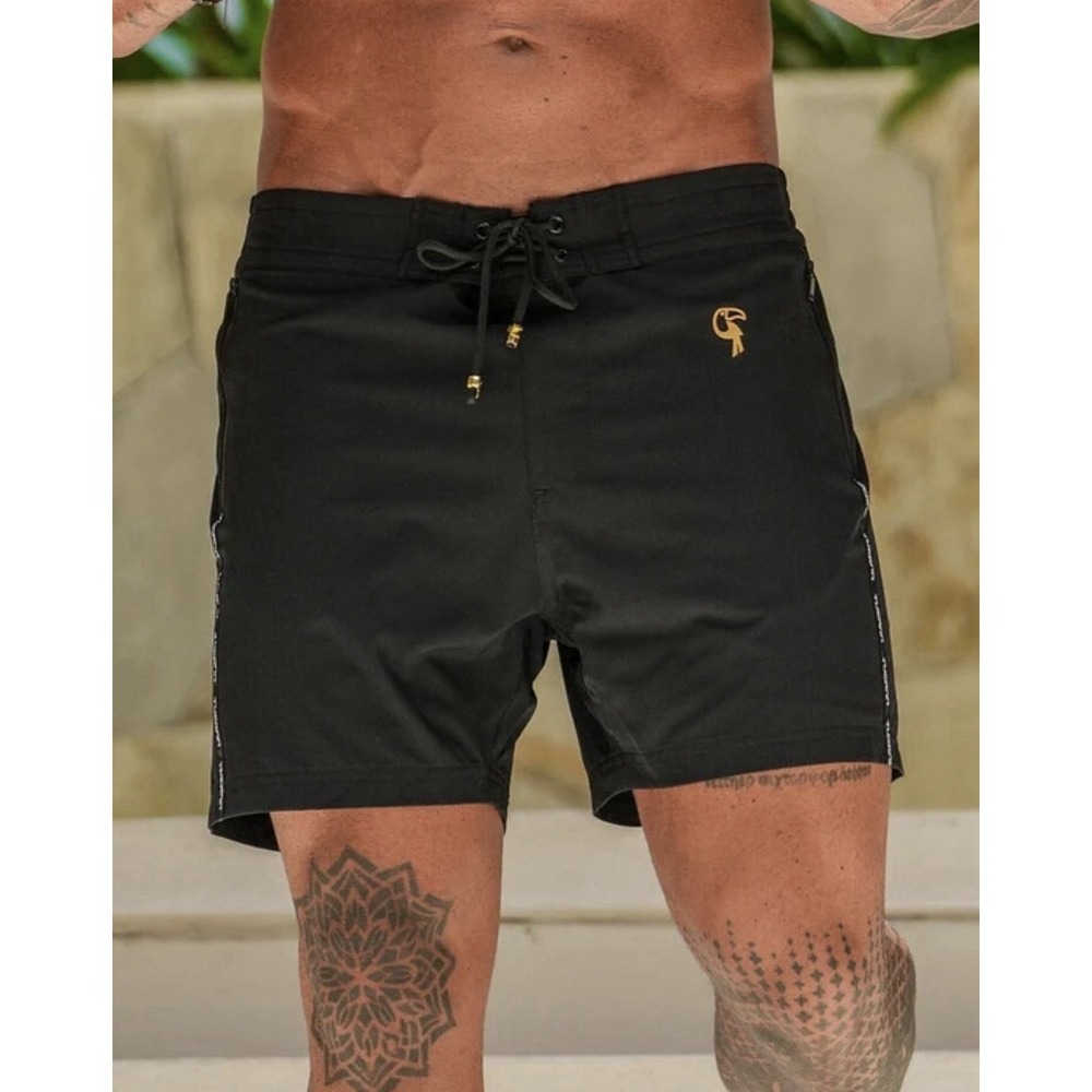 Tucann Mens Swim Cookie Black Shorts Size Medium - 5"